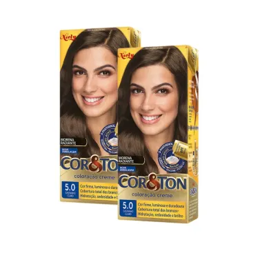 Kit 2 Colora&ccedil;&atilde;o Niely Cor&Ton Castanho Claro 5.0