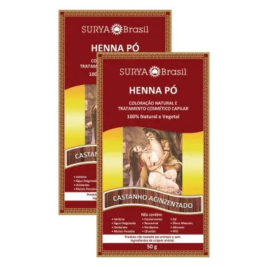 Henna Pó Surya Brasil Castanho Acinzentado | Kit com duas unidades