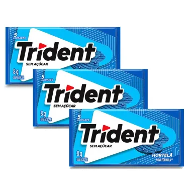 Kit 3 Chiclete Trident Hortelã 8g