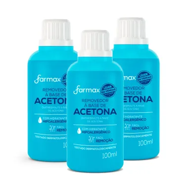Kit 3 Removedor de Esmalte Farmax à Base de Acetona 100ml