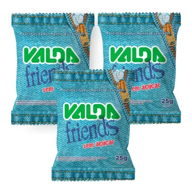 Kit 3 Pastilha Valda Friends sem Açúcar 25g