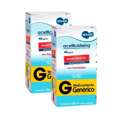 Kit 2 Acetilcisteína 40mg/ml EMS Genérico Xarope com 120ml