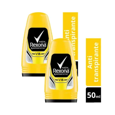 Kit 2 Desodorante Antitranspirante Rexona Men V8 Roll-on com 50ml