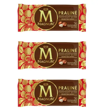 Kit 3 Sorvete Kibon Magnum Praliné 69g
