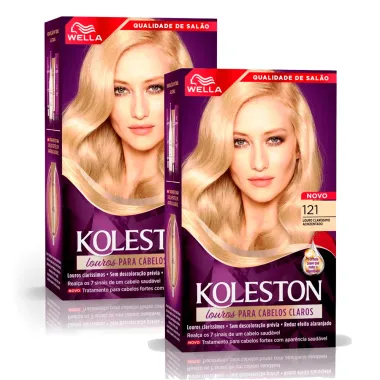 Kit 2 Tinta de Cabelo Koleston Louro Claro Acinzentado 121