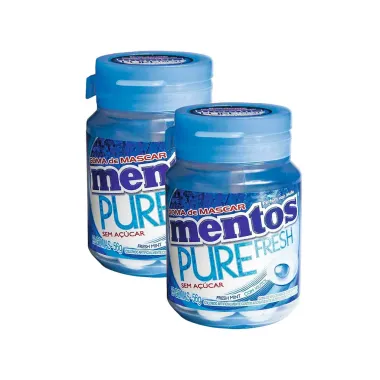 Kit 2 Chiclete Mentos Pure Fresh Sabor Fresh Mint Sem Açúcar