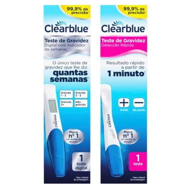 Kit Teste de Gravidez Digital Clearblue com Indicador de Semanas e Teste de Gravidez Clearblue Detecção Rápida