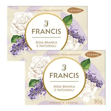 Kit Sabonete Francis Rosa Branca e Patchouli com 90g - 2 Unidades