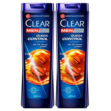 Kit 2X 400ml Shampoo Clear Men Queda Control