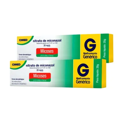 Kit 2 Miconazol 20mg/g Cimed Gen&eacute;rico Creme com 28g