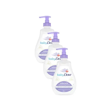 Kit 3 Sabonete L&iacute;quido Baby Dove Relaxante de Glicerina da Cabe&ccedil;a aos P&eacute;s 400ml