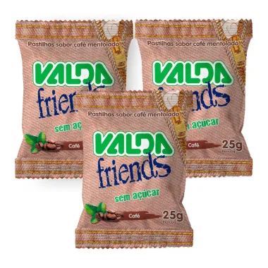 Kit 3 Pastilha Valda Friends Sabor Café Sem Açúcar 25g