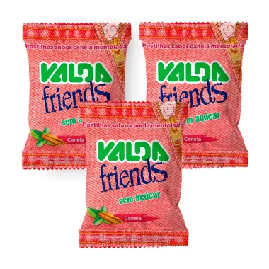 Kit 3 Pastilha Valda Friends Sabor Canela Sem Açúcar 25g