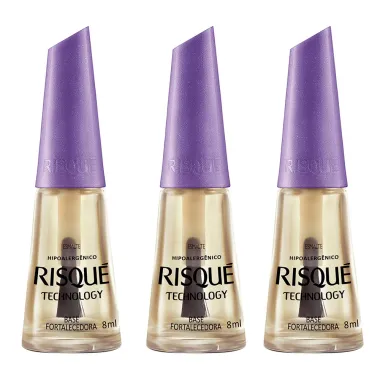 Kit 3 Base para Unha Risqué Technology Fortalecedora Hipoalergênico com 8ml