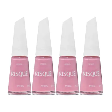 Kit 4 Esmalte Risqué Rosas Cremoso Astral 8ml