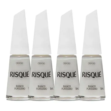 Kit Esmalte Risqué Branco Cremoso Branco Puríssimo 8ml