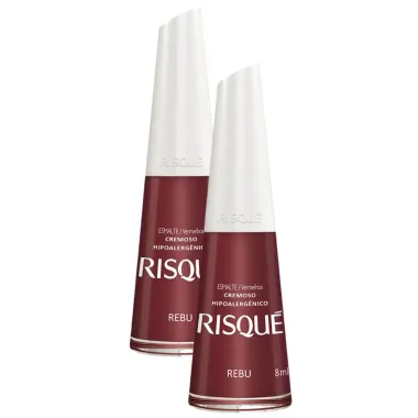 Kit 2 Esmalte Risqué Cor Rebu Hipoalergênico com 8ml