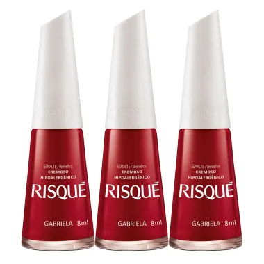 Kit 3 Esmalte Risqué Cor Gabriela Hipoalergênico com 8ml