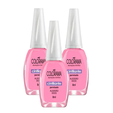 Kit 3 Esmalte Colorama Cor Algodão Doce Perolado Cintilante com 8ml