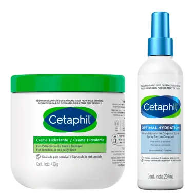 Kit Cetaphil Creme Hidratante 453g e Optimal Hydration Sérum 207ml