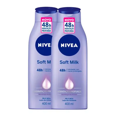 Loção Nivea Soft Milk para Pele Seca 400ml | Kit com duas unidades