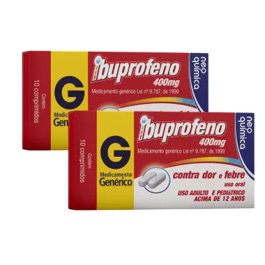 Kit 2 Ibuprofeno 400mg Neo Química Genérico com 10 Comprimidos