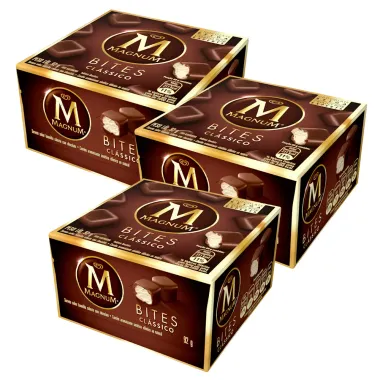 Kit 3 Sorvete Kibon Magnum Bites Clássico 92g