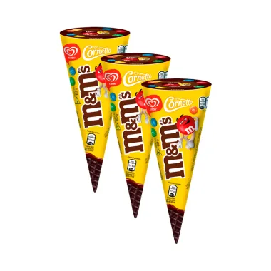 Kit 3 Sorvete Casquinha Kibon Cornetto M&M's