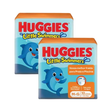 Kit 2 Fralda Huggies Little Swimmers Tamanho M/G com 10 Fraldas Descart&aacute;veis