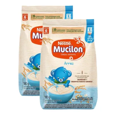 Kit 2 Mucilon Arroz Cereal Infantil Sachê 180g