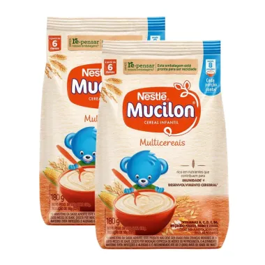 Kit 2 Mucilon Multicereais Cereal Infantil Sachê 180g
