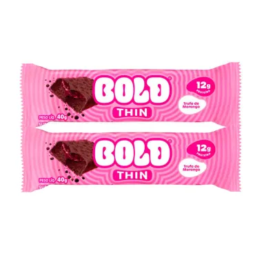 Kit 2 Barra de Proteína Bold Thin Trufa de Morango 40g