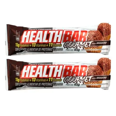 Kit 2 Barra de Proteína Health Labs Health Bar Gourmet Brigadeiro 45g