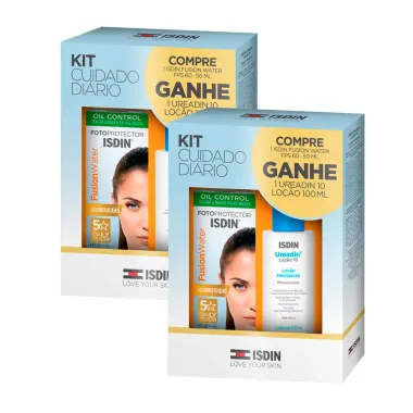Kit 2 Facial Isdin Protetor Solar Fusion Water 5 Stars FPS 60 Sem Cor 50ml Ganhe Ureadin 10 Isdin Loção 100ml