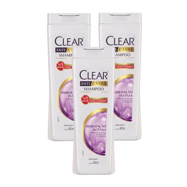 Kit 3 Shampoo Anticaspa Clear Women Hidrata&ccedil;&atilde;o Intensa 400ml