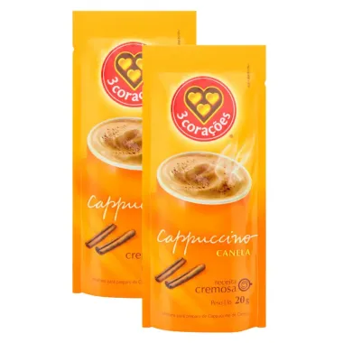 Kit 2 Cappuccino 3 Cora&ccedil;&otilde;es Canela Sach&ecirc; com 20g