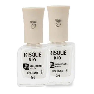 Kit 2 Esmalte Risqué Bio Branco Cremoso Lírio Branco 9ml