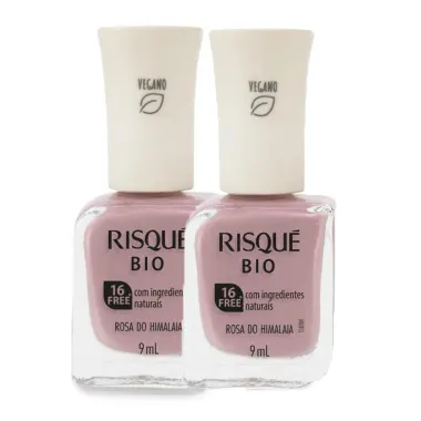 Kit 2 Esmalte Risqué Bio Rosa Cremoso Rosa do Himalaia 9ml