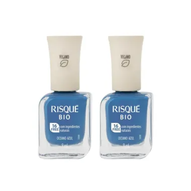 Kit 2 Esmalte Risqué Bio Cor Oceano Azul