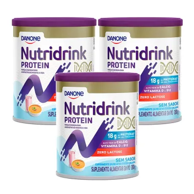 Nutridrink Protein Sem Sabor Zero Lactose 350g | Kit com três unidades