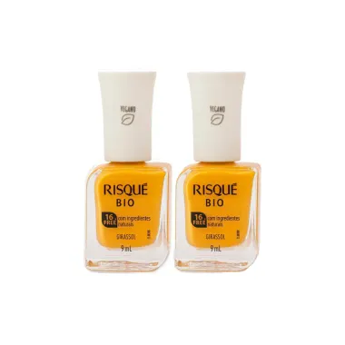 Kit 2 Esmalte Risqué Bio Amarelo Cremoso Girassol 9ml