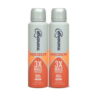 Kit 2 Desodorante Monange Clinical Conforto Aerosol Antitranspirante 96h 150ml