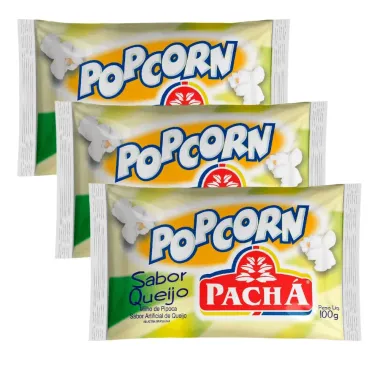 Kit 3 Pipoca para Micro-ondas Pop Corn Pach&aacute; Sabor Queijo 100g