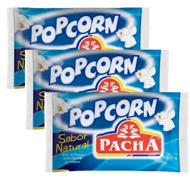 Kit 3 Pipoca para Micro-ondas Pop Corn Pachá Sabor Natural 100g