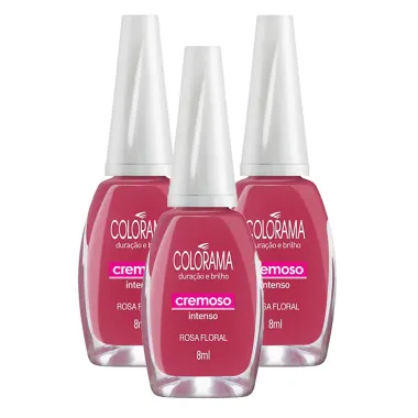 Kit 3 Esmalte Colorama Cor Rosa Floral com 8ml
