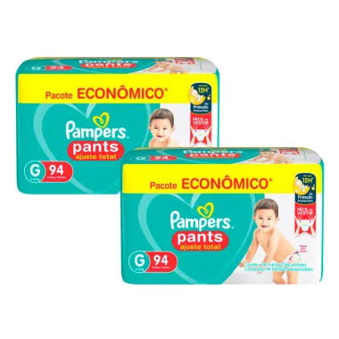 Kit 2 Fralda Pampers Pants Ajuste Total Tamanho G 94 Unidades