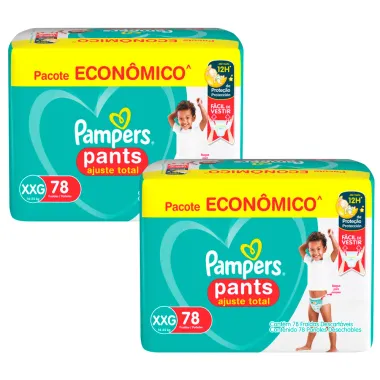 Kit 2 Fralda Pampers Pants Ajuste Total XXG 78 Fraldas Descartáveis