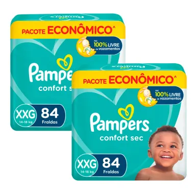 Kit 2 Fraldas Pampers Confort Sec Tamanho XXG 84 Unidades cada