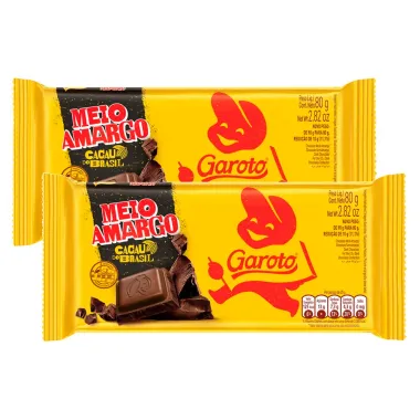 Kit 2 Chocolate Garoto ao Leite 80g