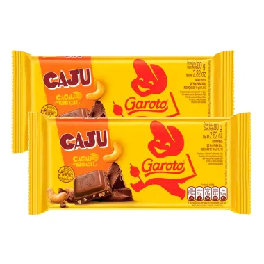 Kit 2 Chocolate Garoto Castanha de Caju 80g
